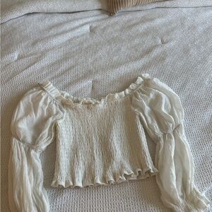 Altar'd State Cream Off-Shoulder Blouse